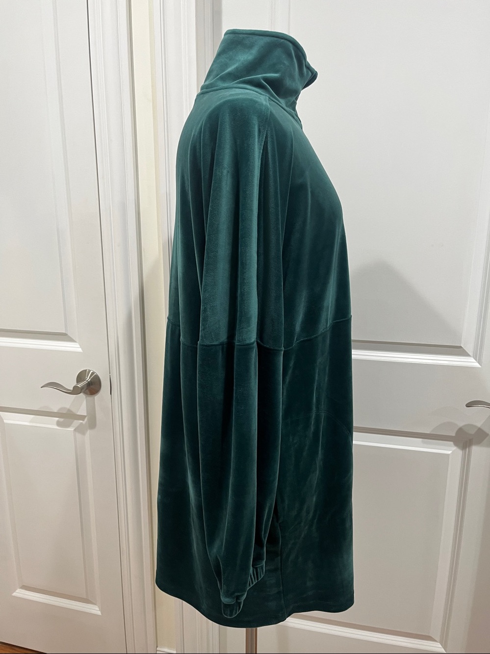 Anthropologie Saturday Sunday Rosalind Velvet Tunic Dress Teal w/ Pockets Size L - Picture 4 of 15